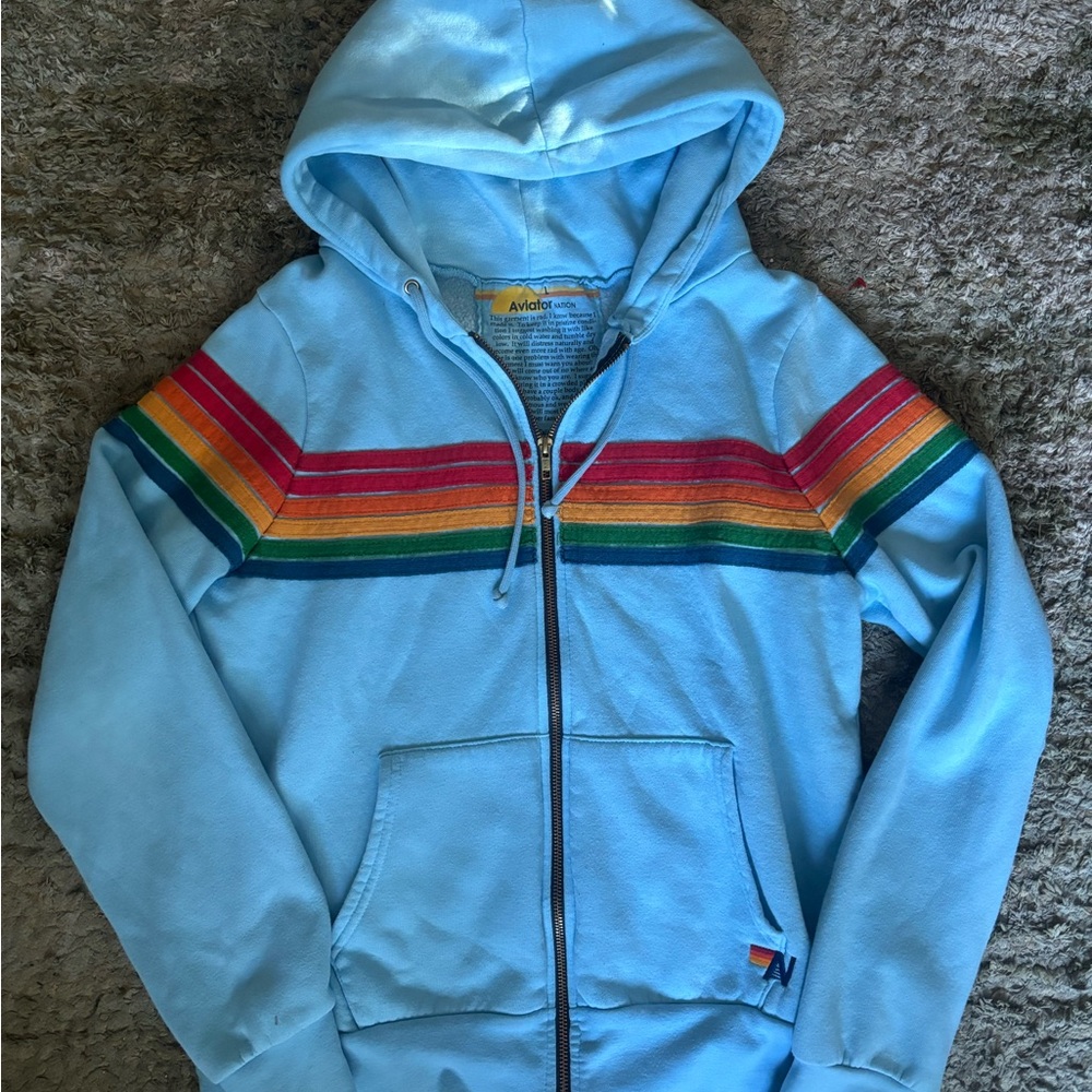 Aviator Nation Blue Full Zip Hoodie Women’s Large